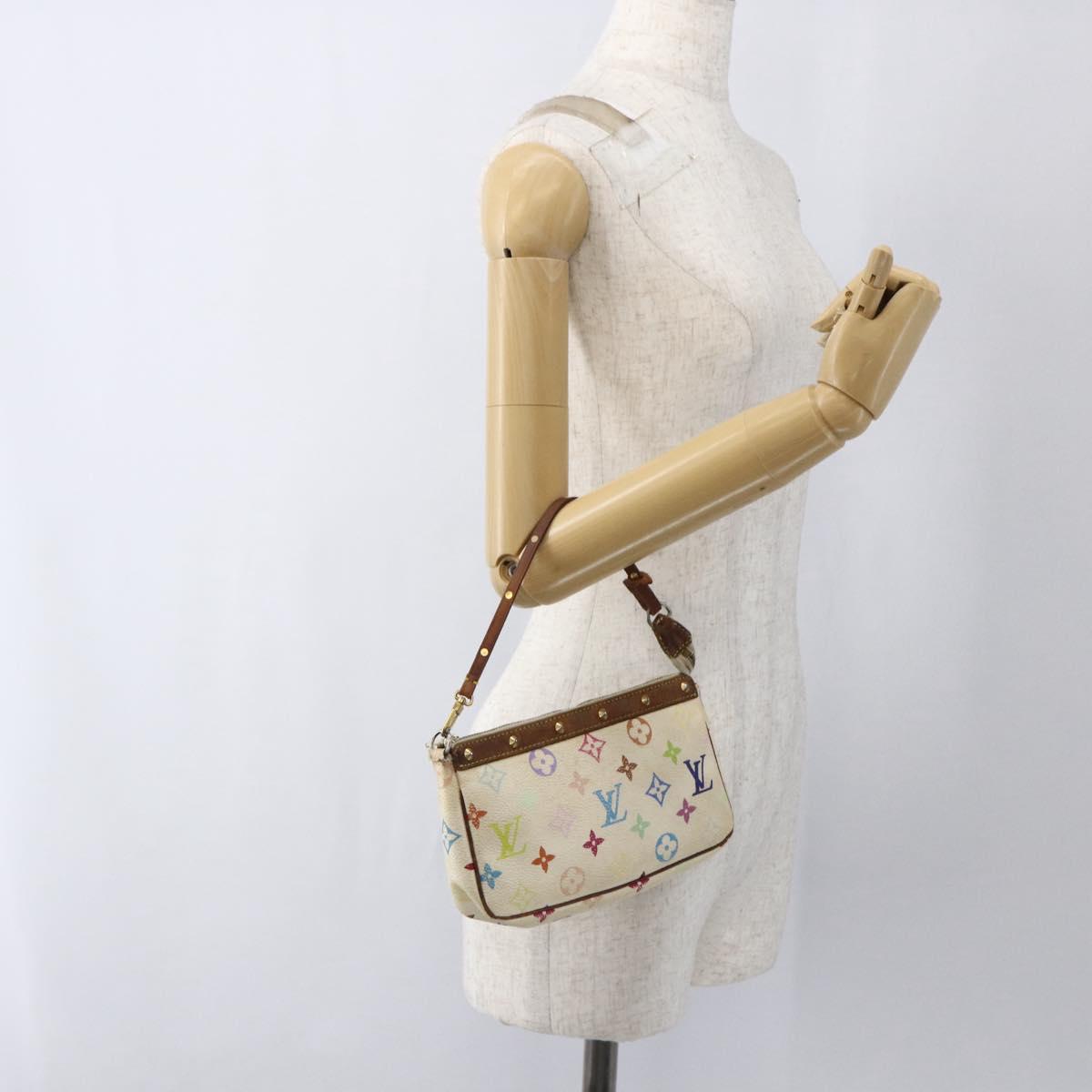 LOUIS VUITTON Monogram Multicolor Pochette Pouch White M92649 LV Auth 171392