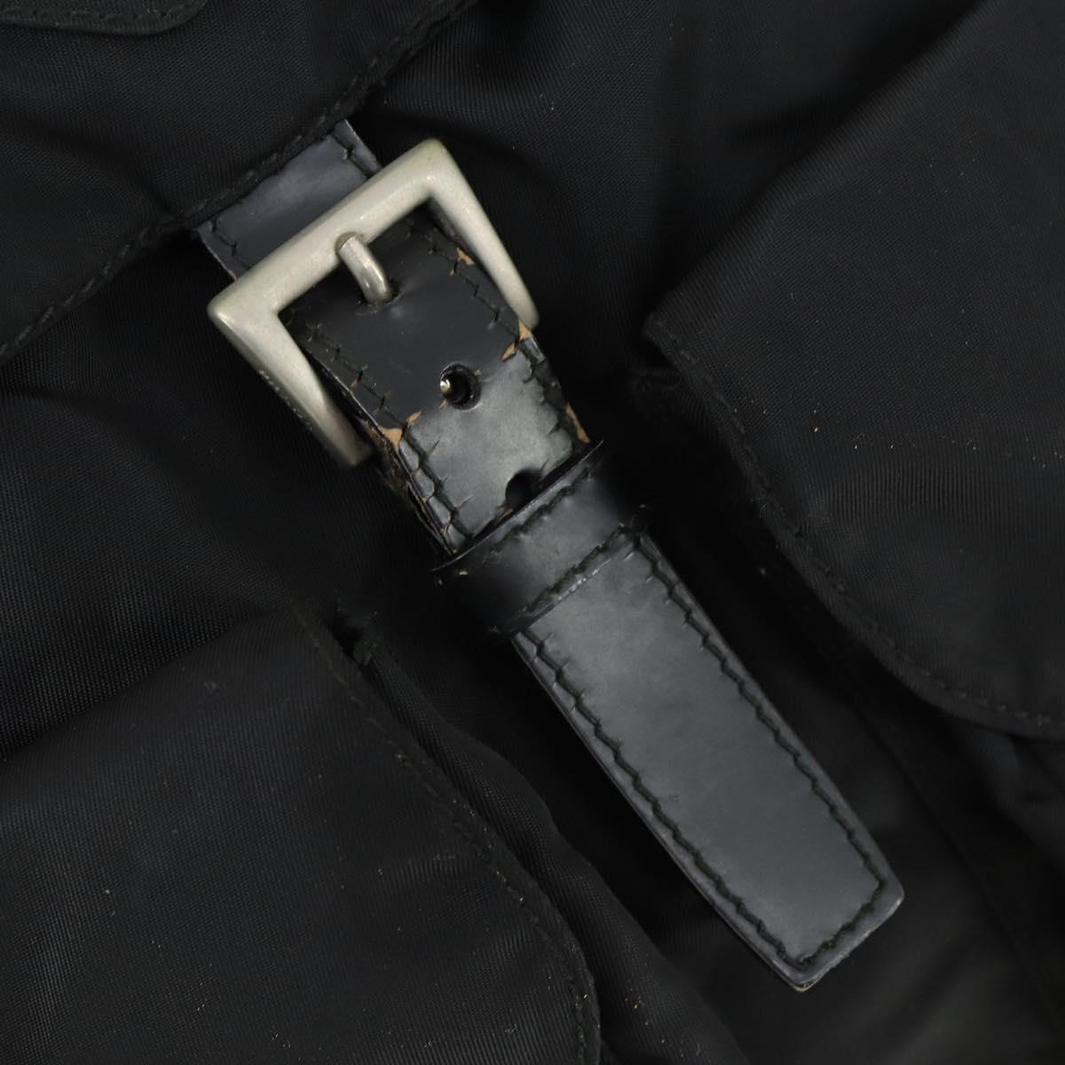 PRADA Backpack Nylon Black Silver Auth 171402