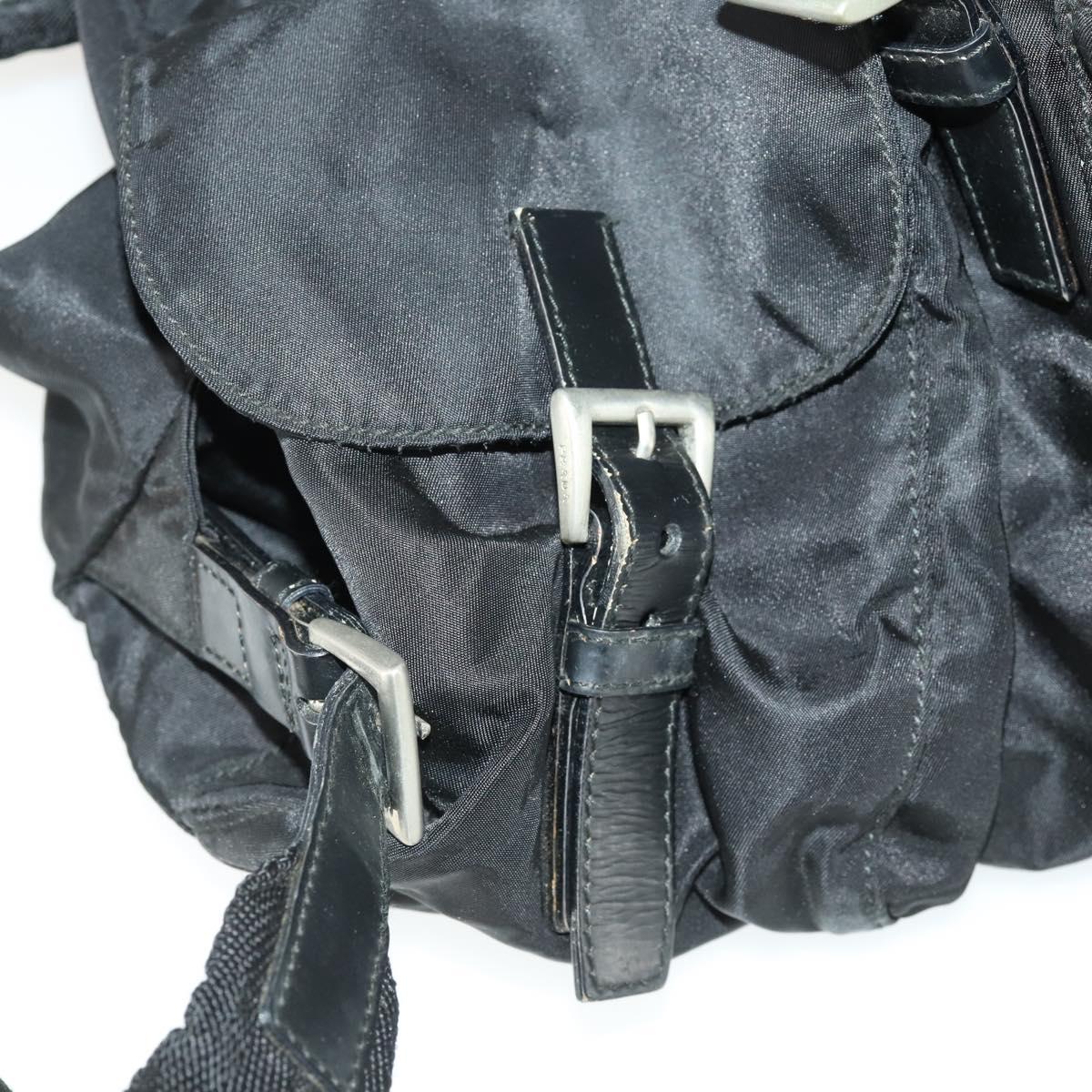 PRADA Backpack Nylon Black Silver Auth 171402