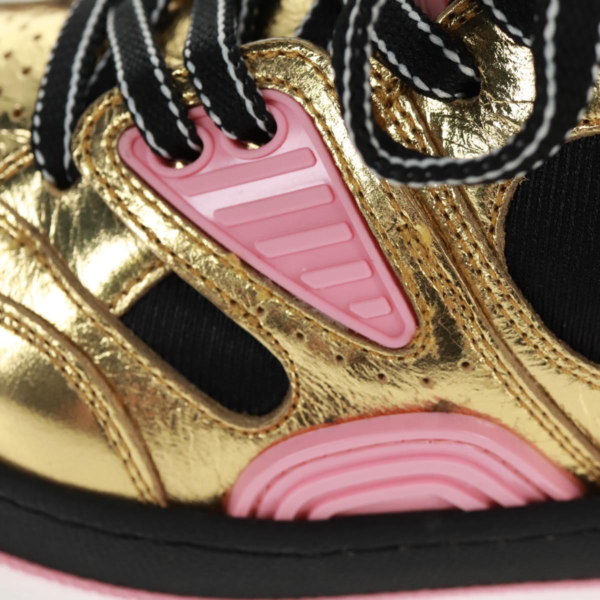 GUCCI Basketball Sneakers Leather Size 35 Gold Auth 171404M