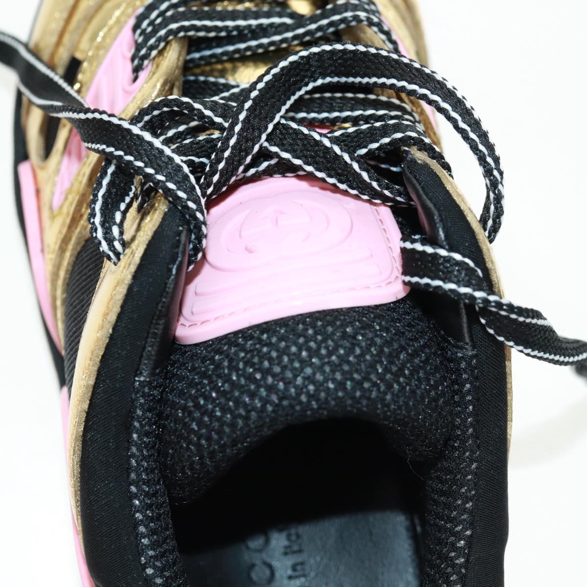 GUCCI Basketball Sneakers Leather Size 35 Gold Auth 171404M