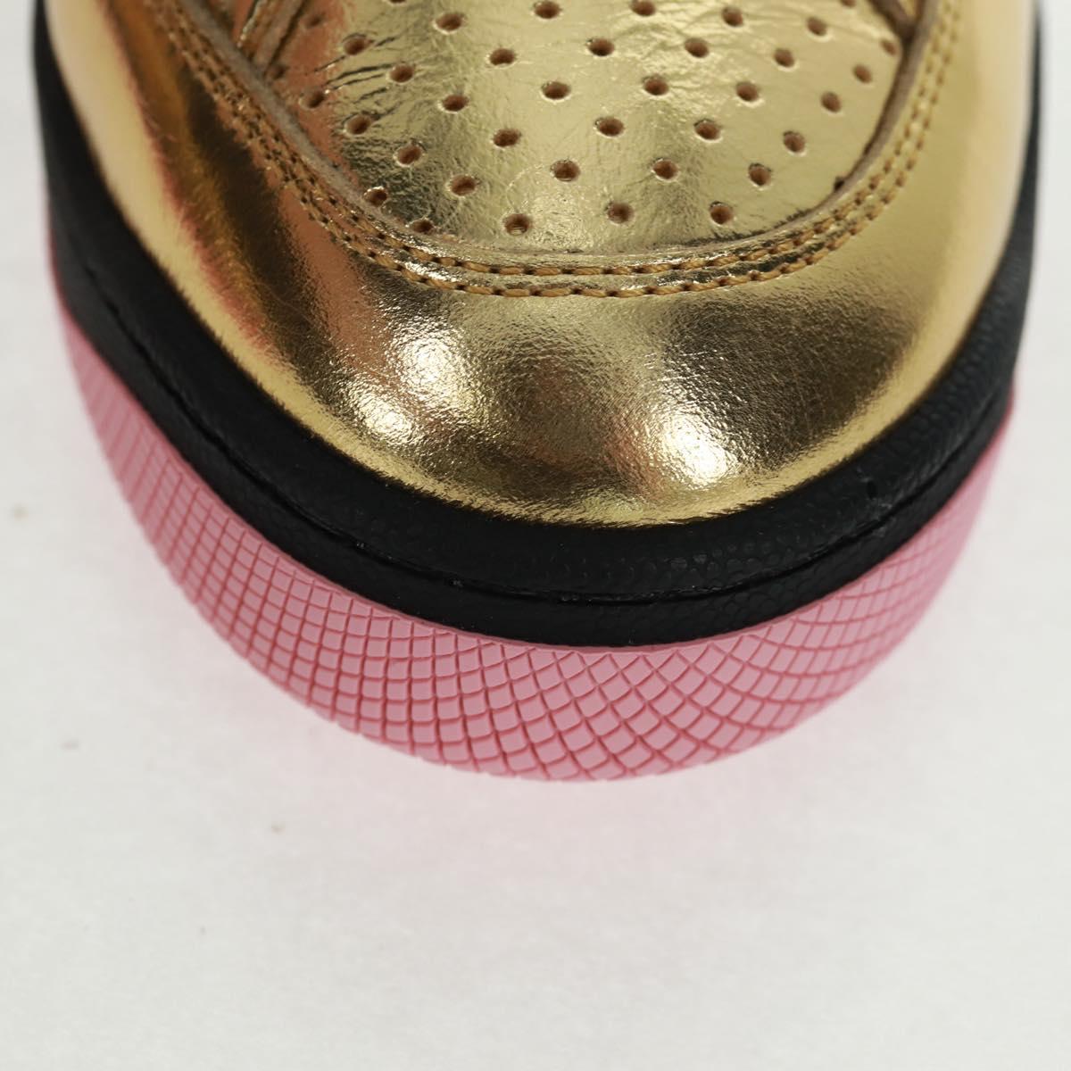 GUCCI Basketball Sneakers Leather Size 35 Gold Auth 171404M