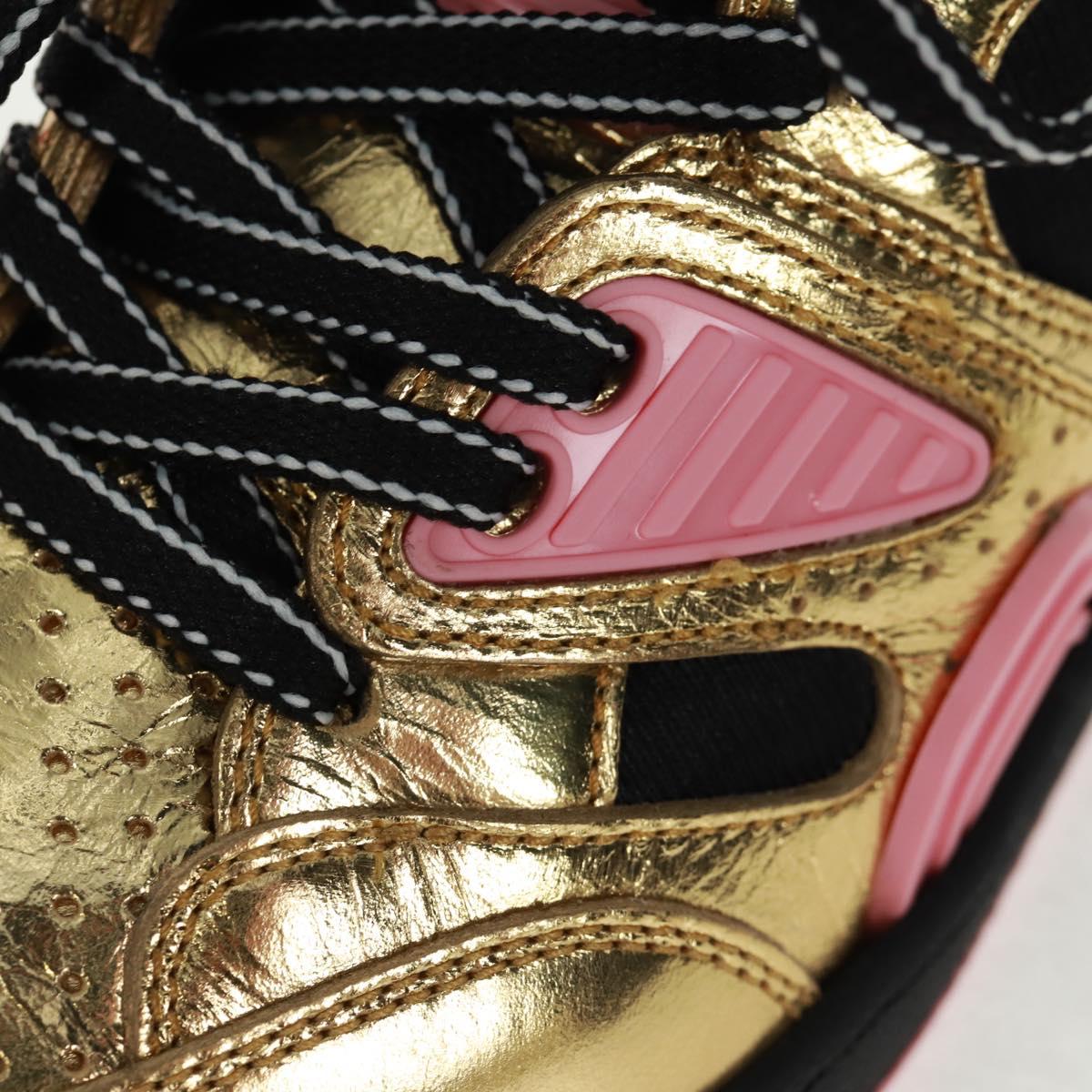 GUCCI Basketball Sneakers Leather Size 35 Gold Auth 171404M