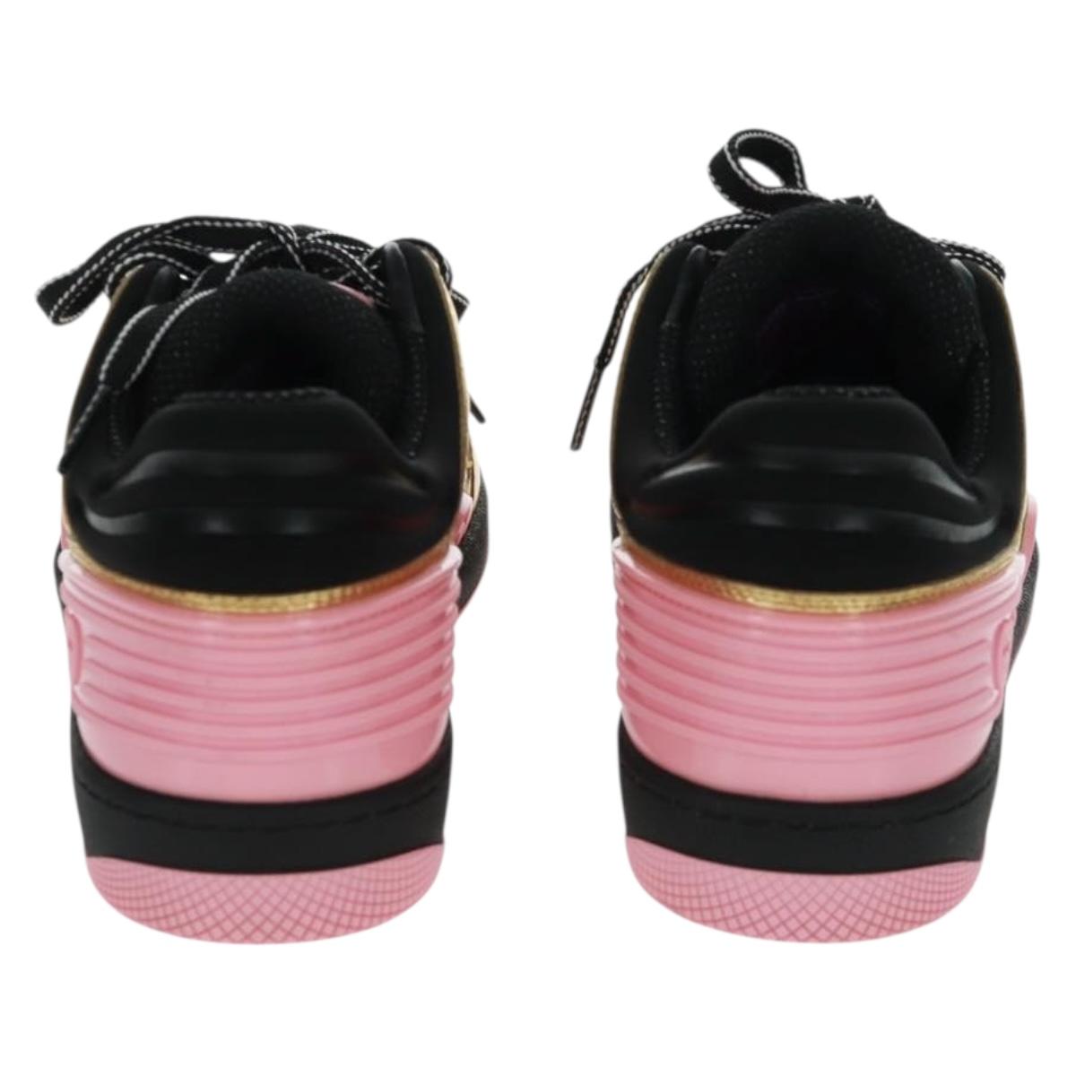 GUCCI Basketball Sneakers Leather Size 35 Gold Auth 171404M