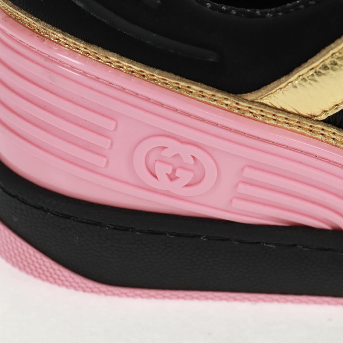 GUCCI Basketball Sneakers Leather Size 35 Gold Auth 171404M