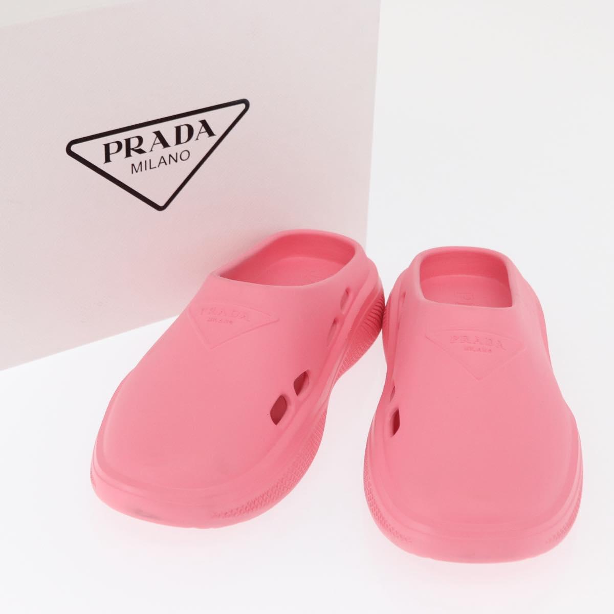 PRADA Slide Sandals Rubber Pink Auth 171405V