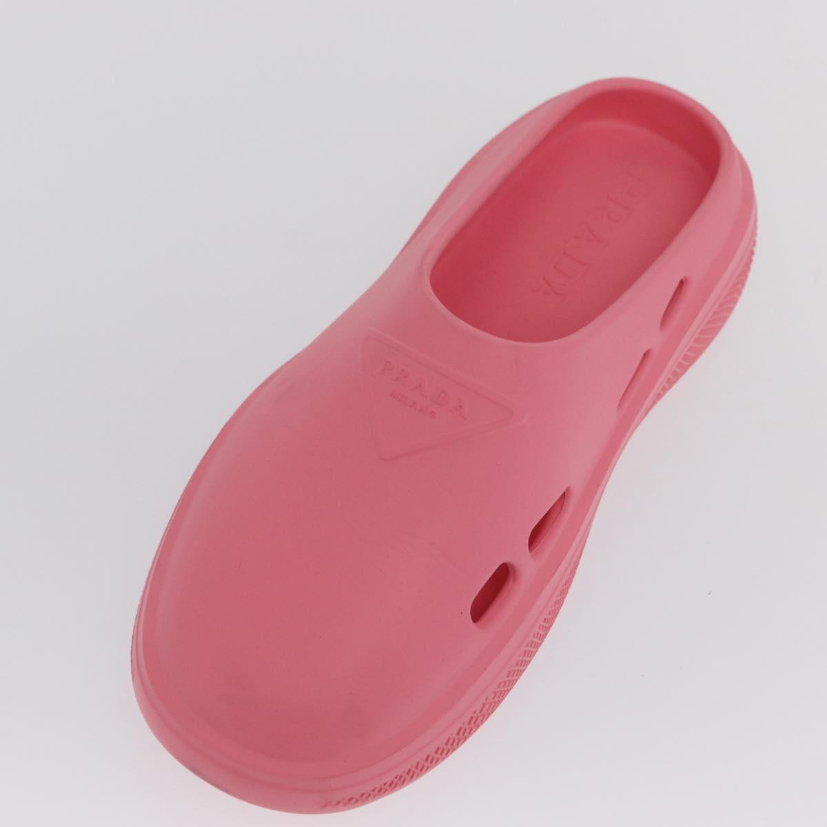 PRADA Slide Sandals Rubber Pink Auth 171405V