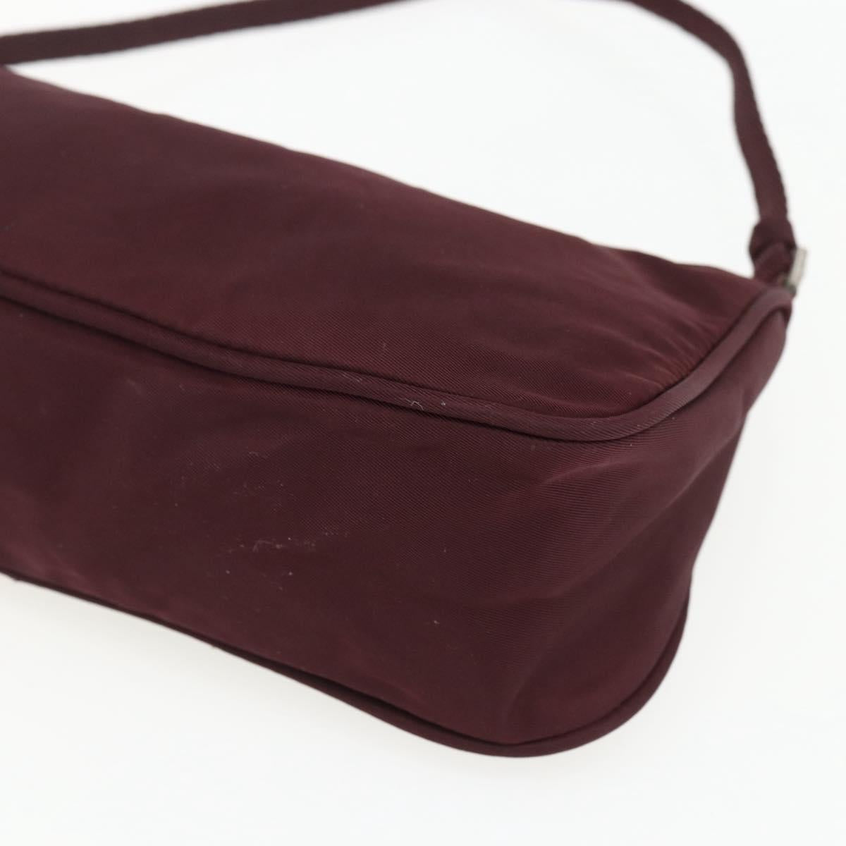 PRADA Accessory Pouch Nylon Bordeaux Silver Auth 171406