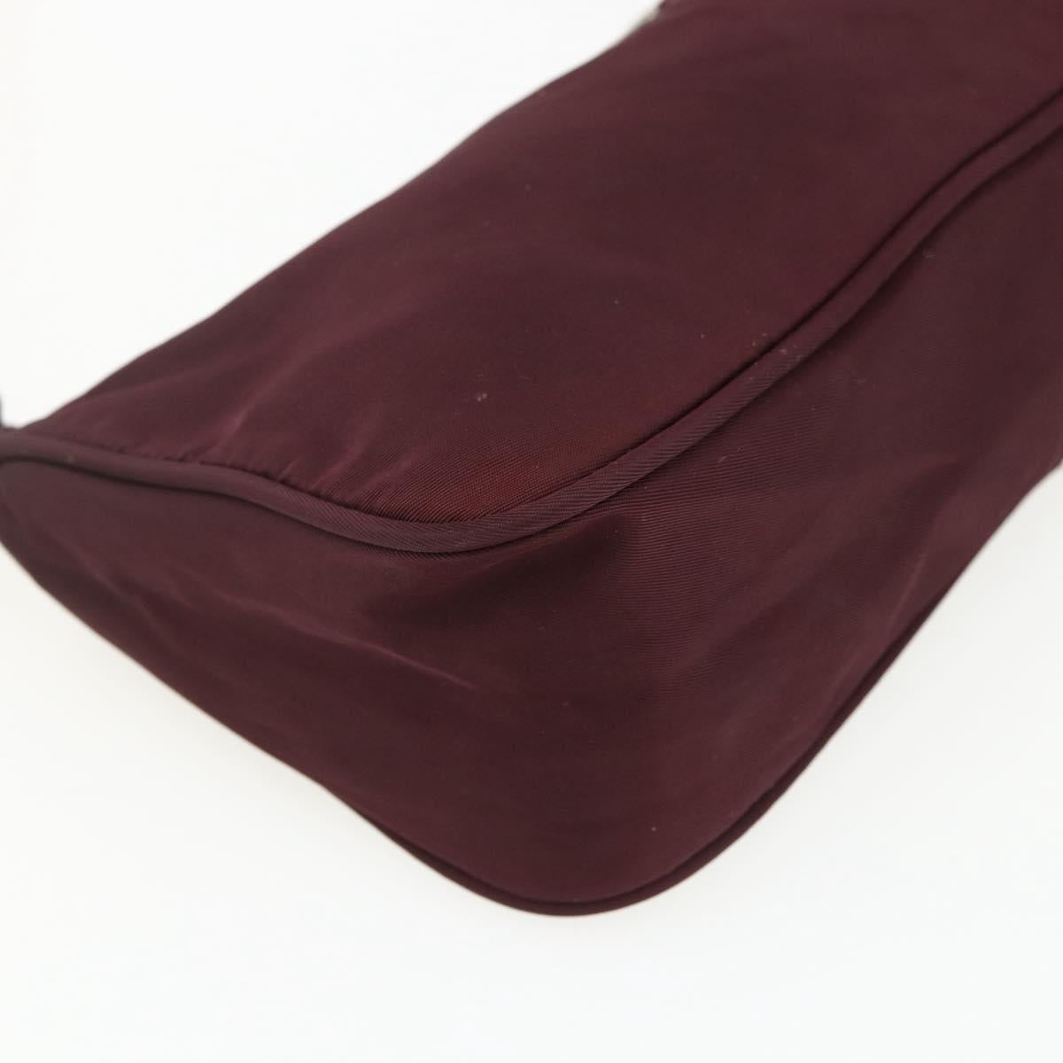 PRADA Accessory Pouch Nylon Bordeaux Silver Auth 171406