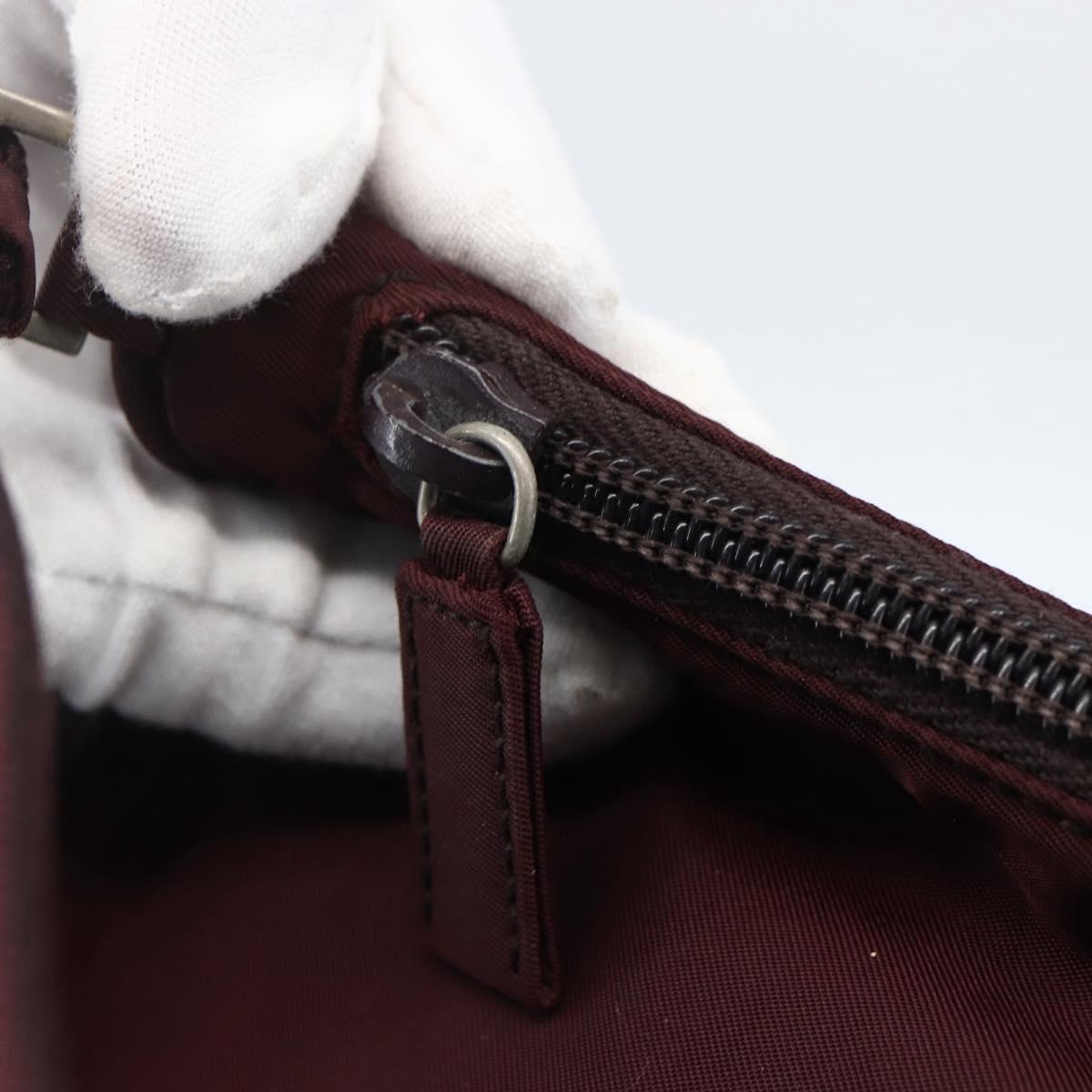 PRADA Accessory Pouch Nylon Bordeaux Silver Auth 171406