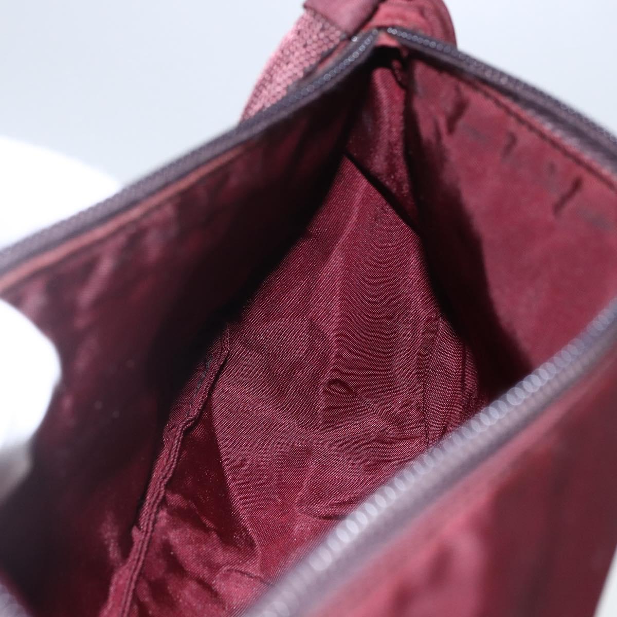 PRADA Accessory Pouch Nylon Bordeaux Silver Auth 171406