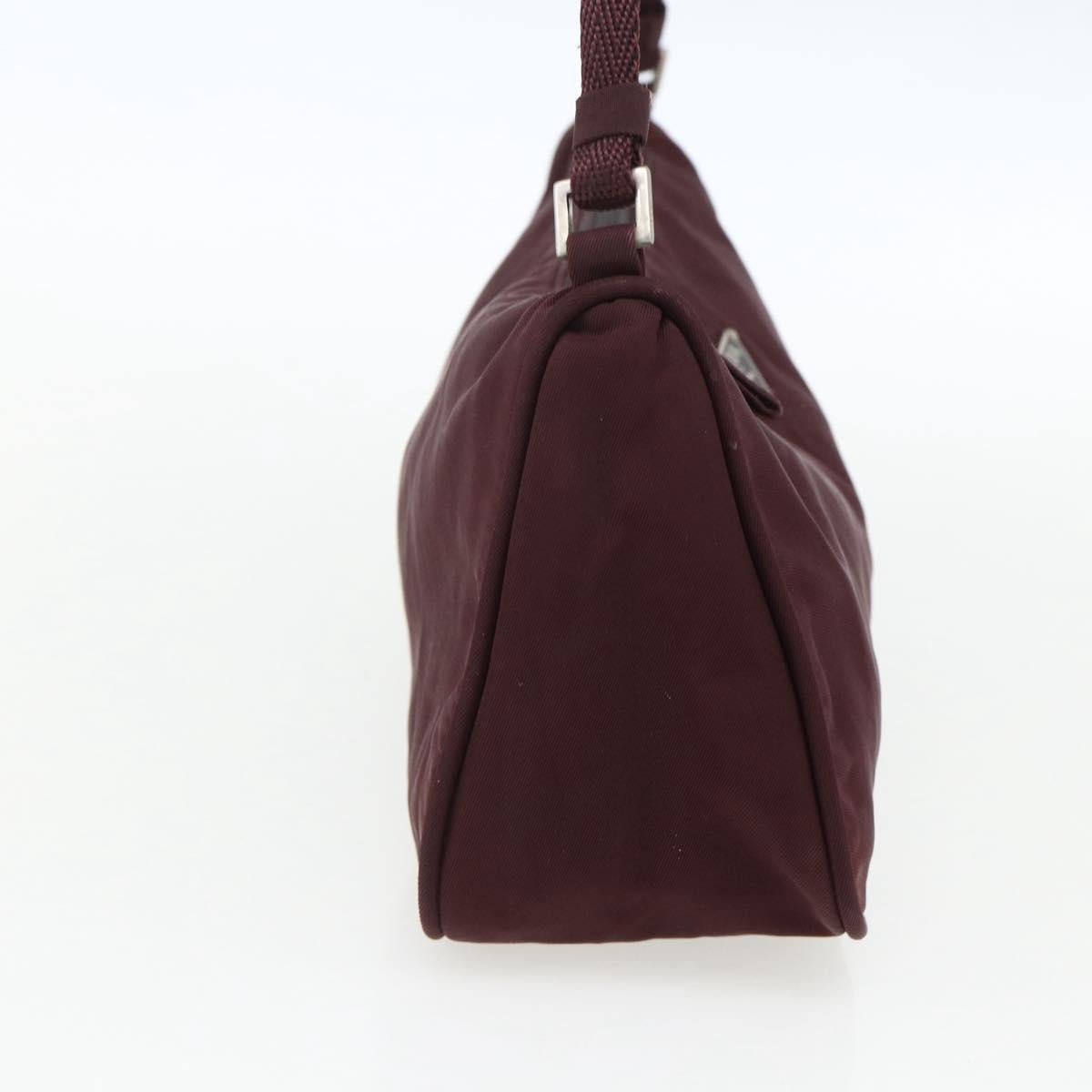 PRADA Accessory Pouch Nylon Bordeaux Silver Auth 171406