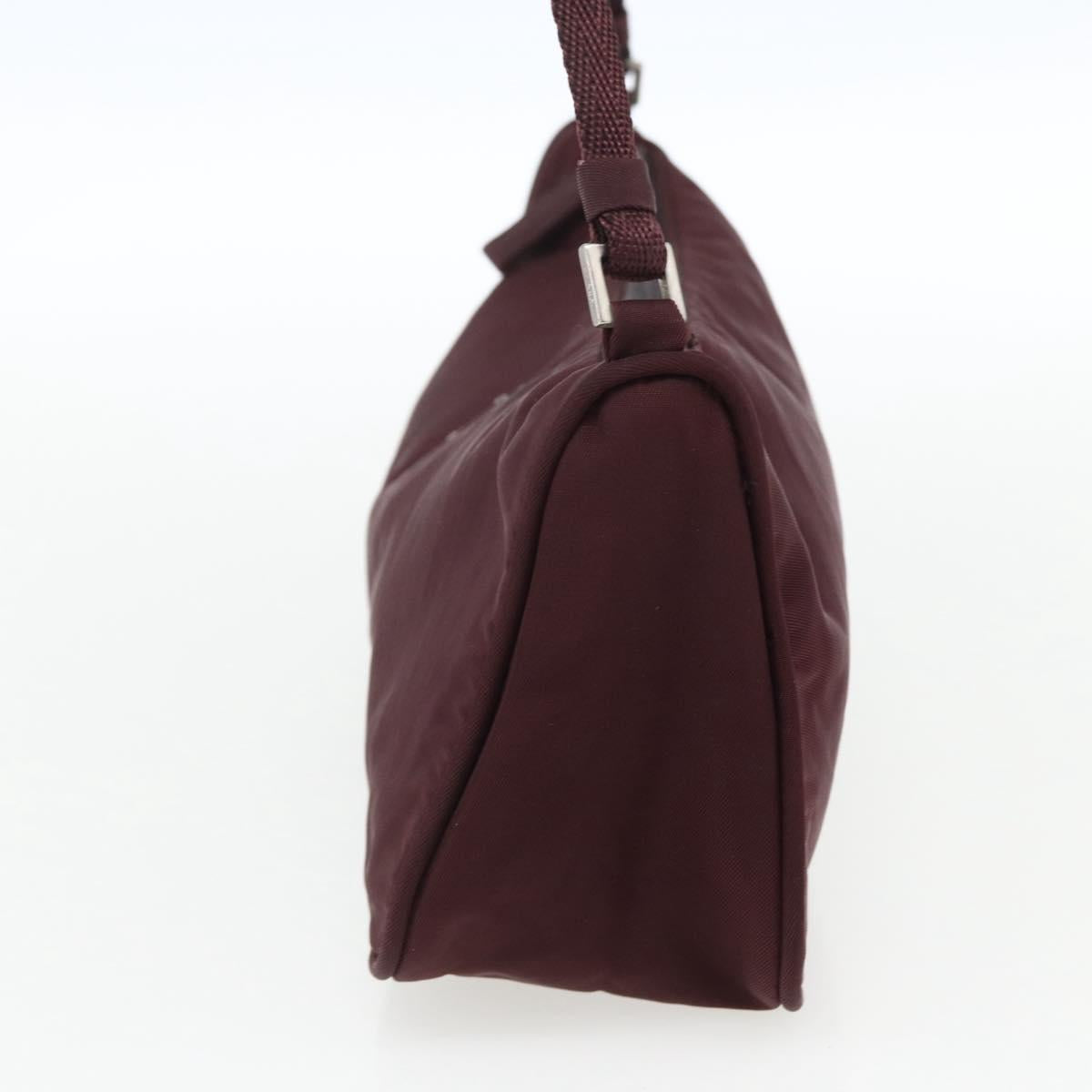 PRADA Accessory Pouch Nylon Bordeaux Silver Auth 171406