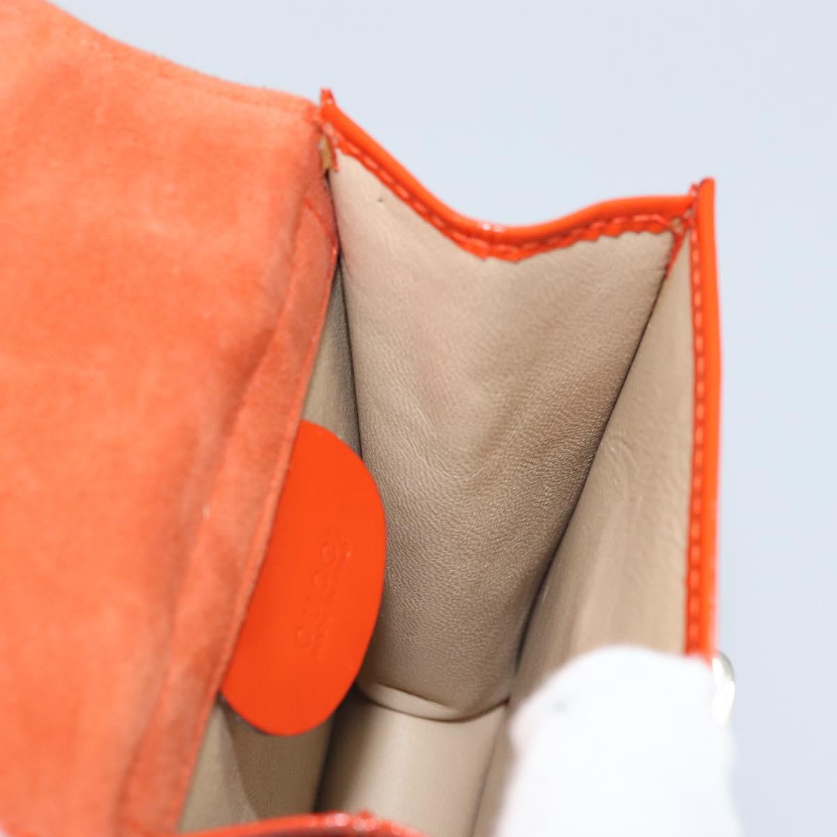 GUCCI Shoulder Bag Patent leather Orange Silver Auth 171407