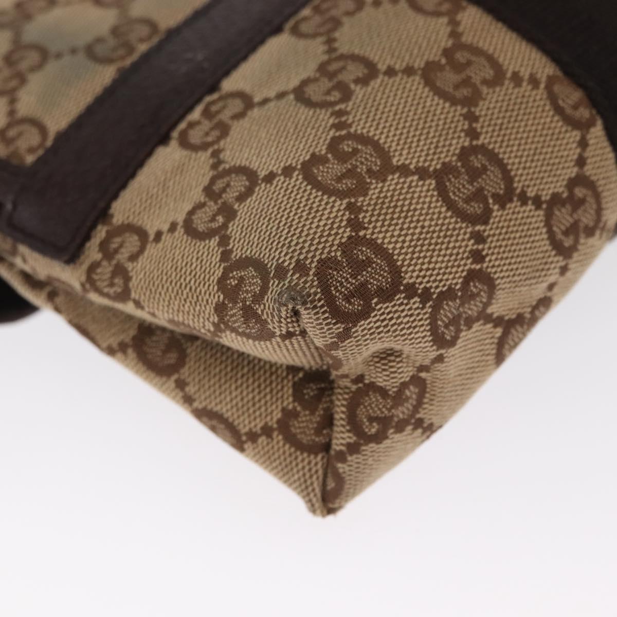 GUCCI GG Canvas Waist bag Beige Silver 131236 Auth 171409