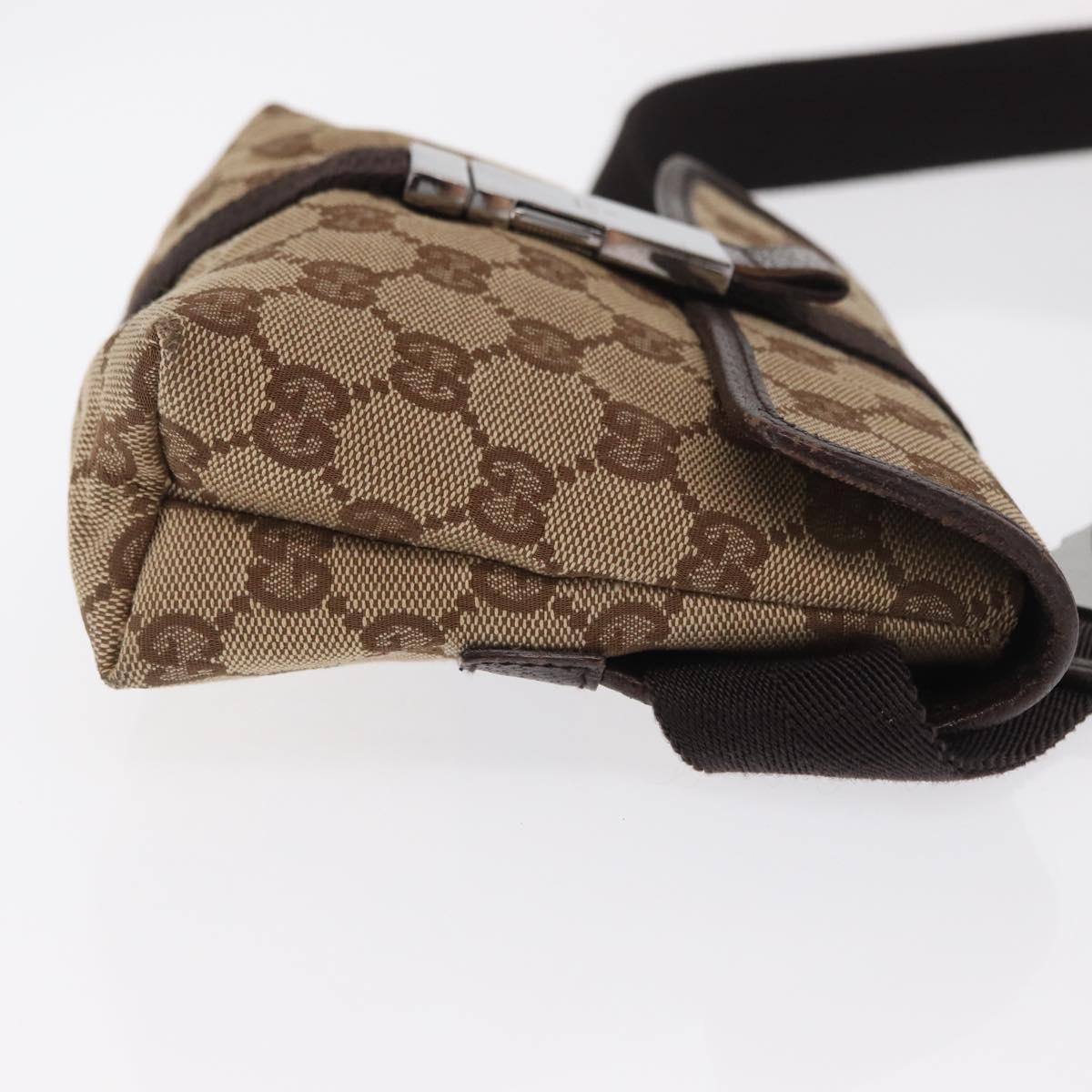 GUCCI GG Canvas Waist bag Beige Silver 131236 Auth 171409