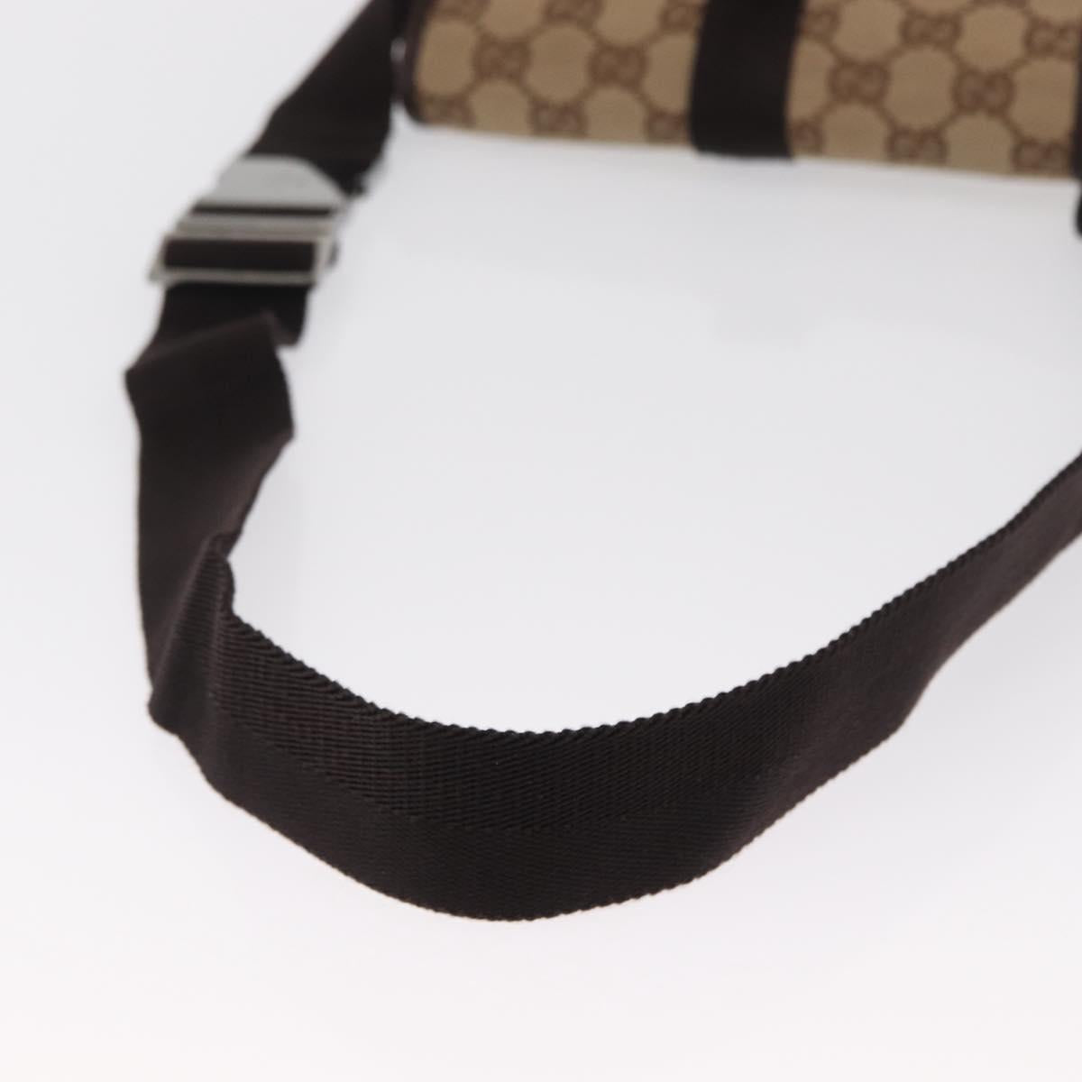 GUCCI GG Canvas Waist bag Beige Silver 131236 Auth 171409