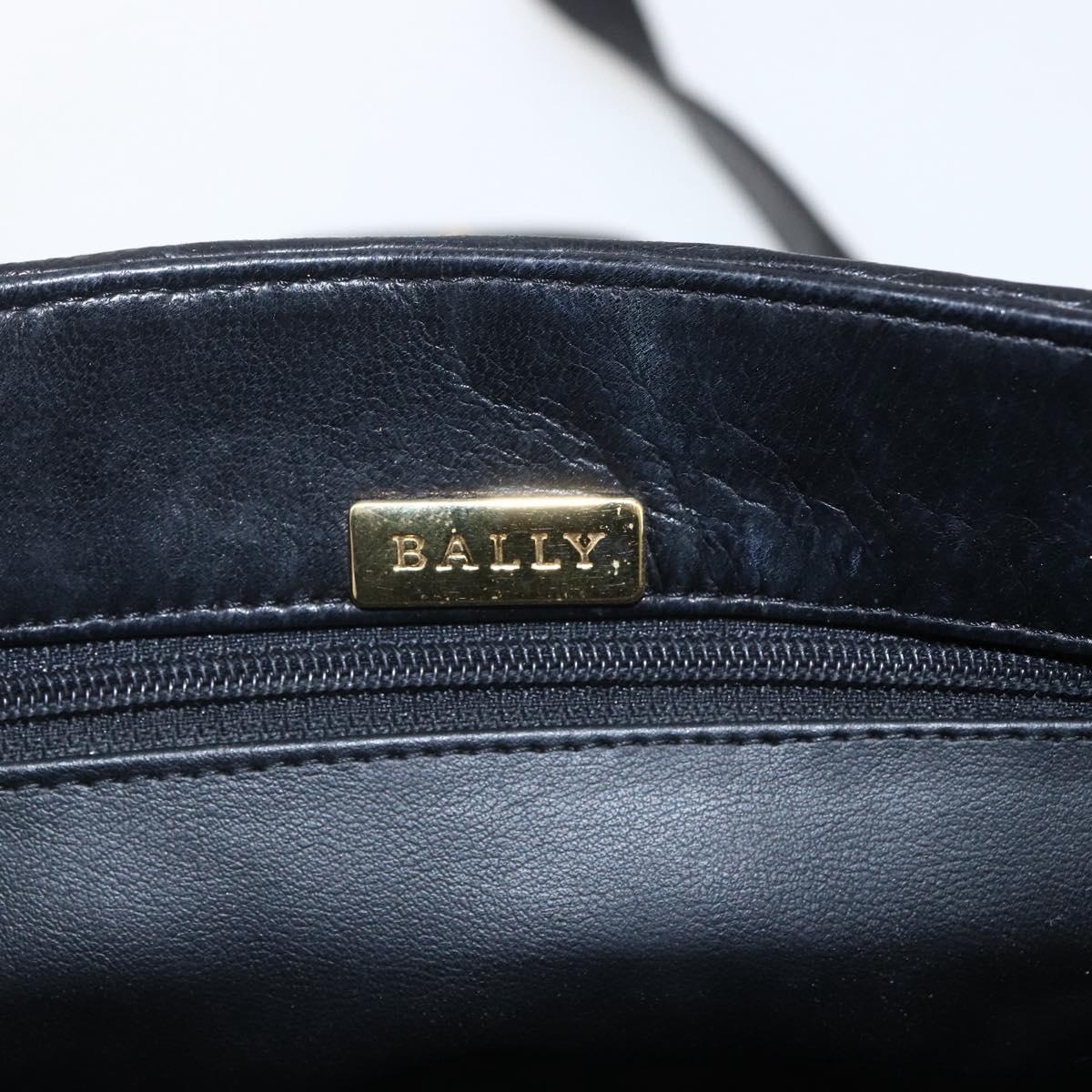 BALLY Shoulder Bag Leather Suede Black Gold Auth 171410