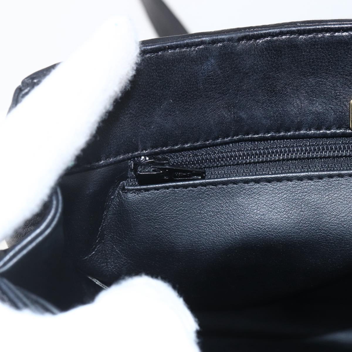 BALLY Shoulder Bag Leather Suede Black Gold Auth 171410