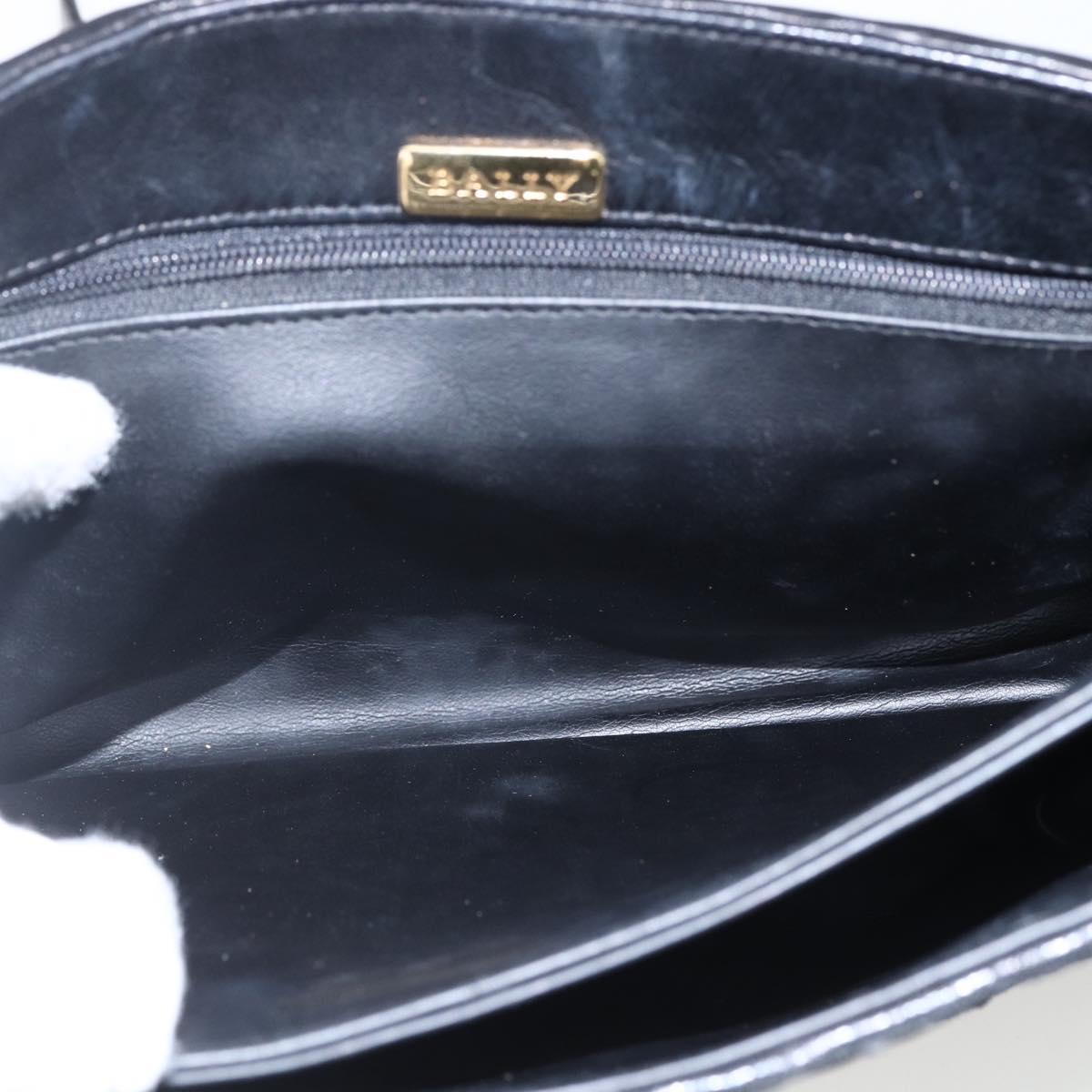 BALLY Shoulder Bag Leather Suede Black Gold Auth 171410
