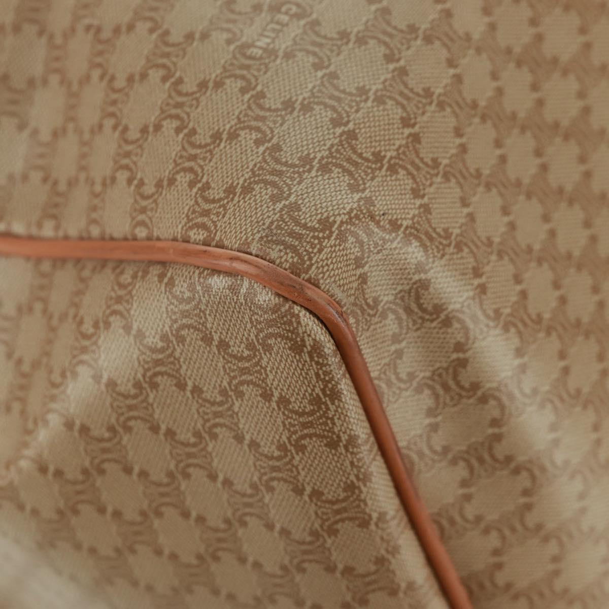 CELINE Macadam Canvas Boston Bag PVC Beige Gold Auth 171422V