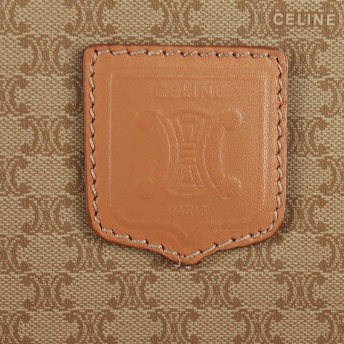 CELINE Macadam Canvas Boston Bag PVC Beige Gold Auth 171422V