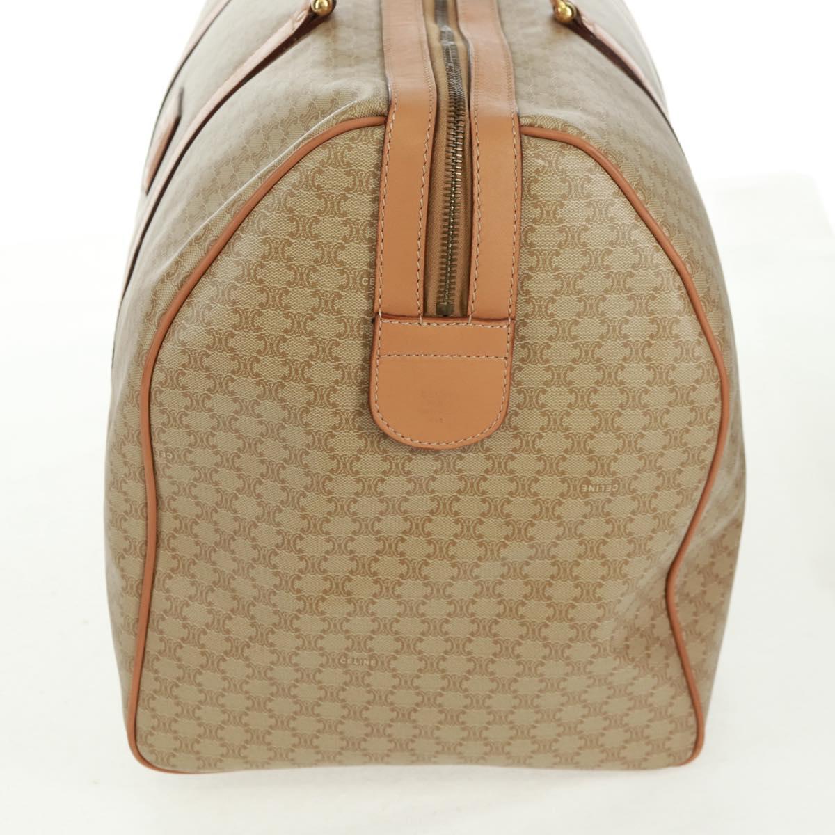 CELINE Macadam Canvas Boston Bag PVC Beige Gold Auth 171422V