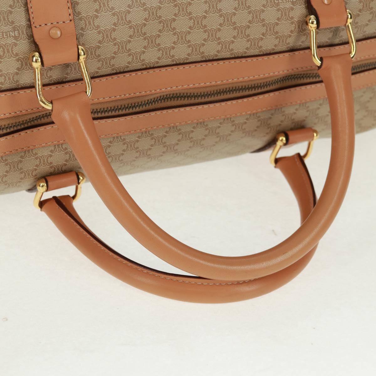 CELINE Macadam Canvas Boston Bag PVC Beige Gold Auth 171422V