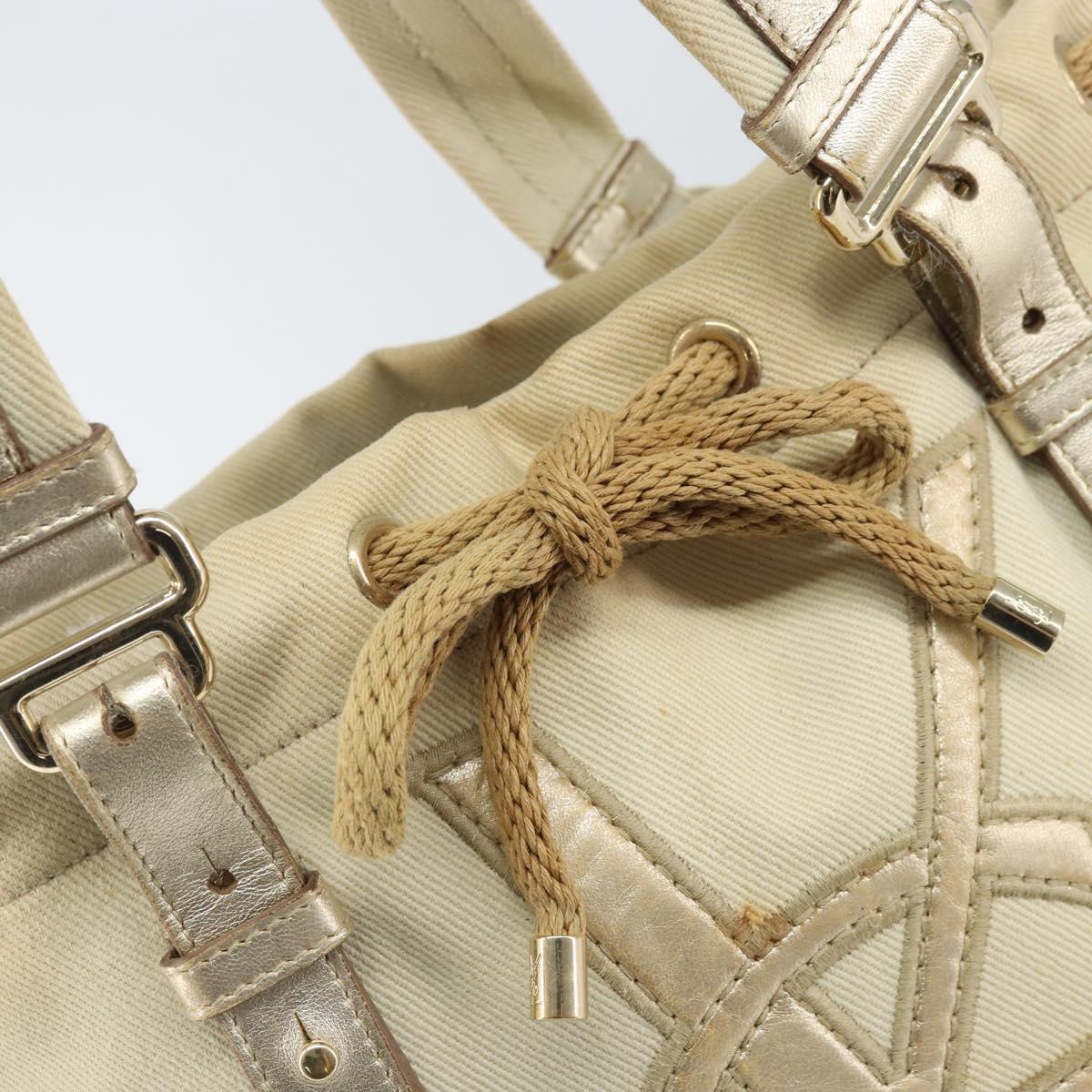 SAINT LAURENT Kahala Tote Bag Canvas Beige Gold 123435 Auth 171425