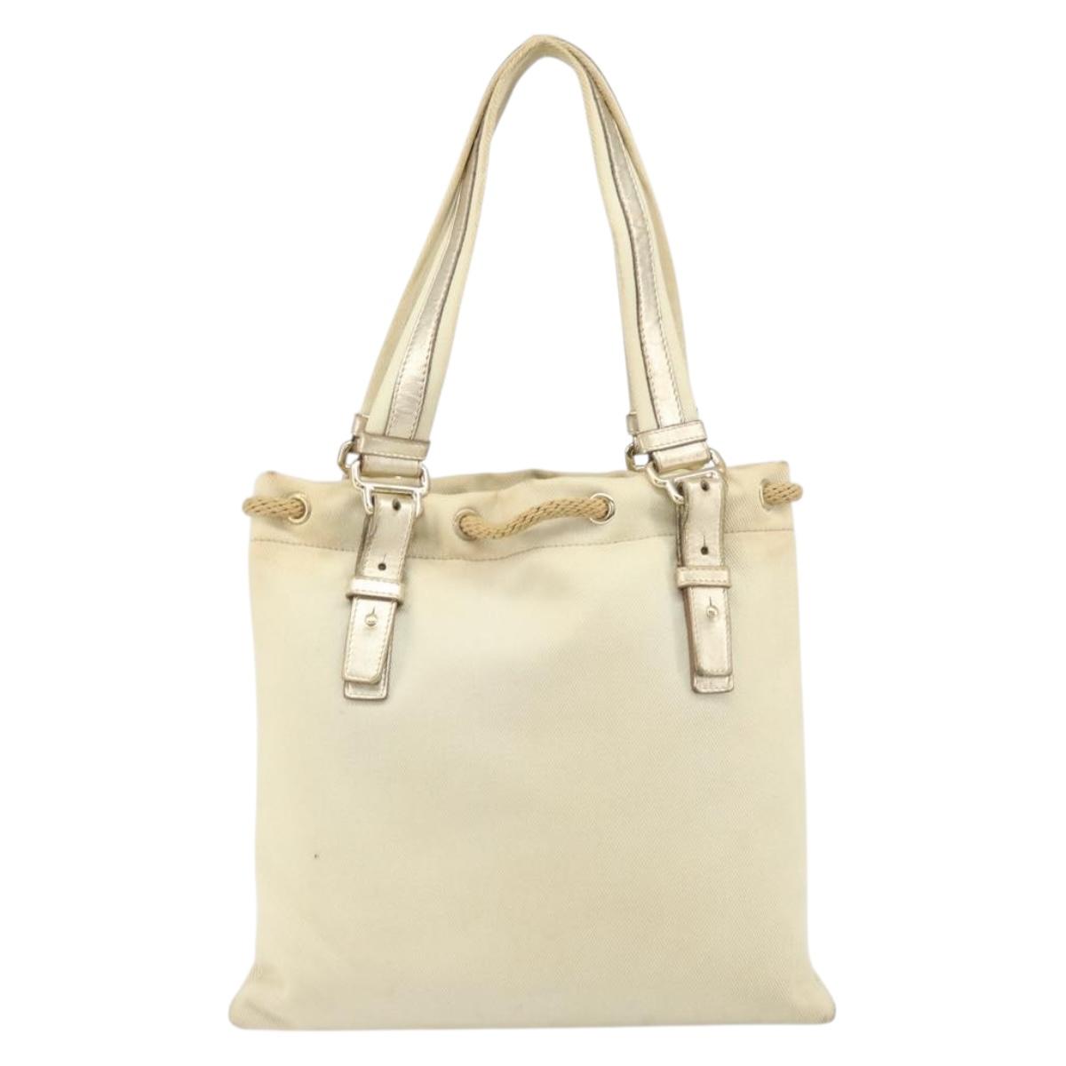 SAINT LAURENT Kahala Tote Bag Canvas Beige Gold 123435 Auth 171425