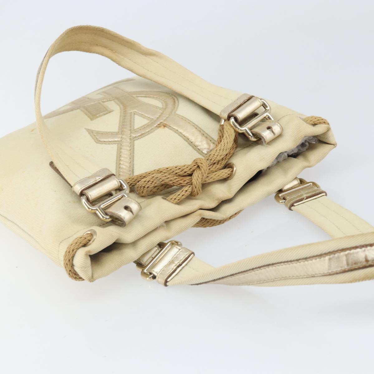 SAINT LAURENT Kahala Tote Bag Canvas Beige Gold 123435 Auth 171425