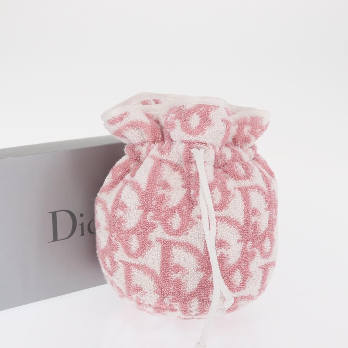 Christian Dior Trotter Canvas Pouch Pile Pink Auth 171427V