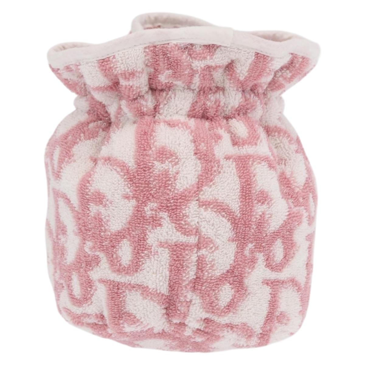 Christian Dior Trotter Canvas Pouch Pile Pink Auth 171427V