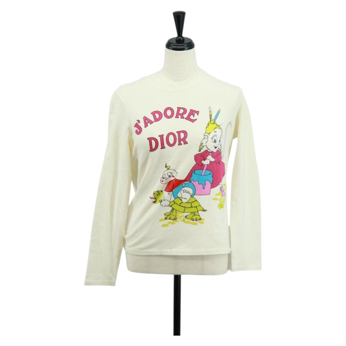 Christian Dior Long Sleeve Cut Qnd Sew T-shirt Cotton White Auth 171428V