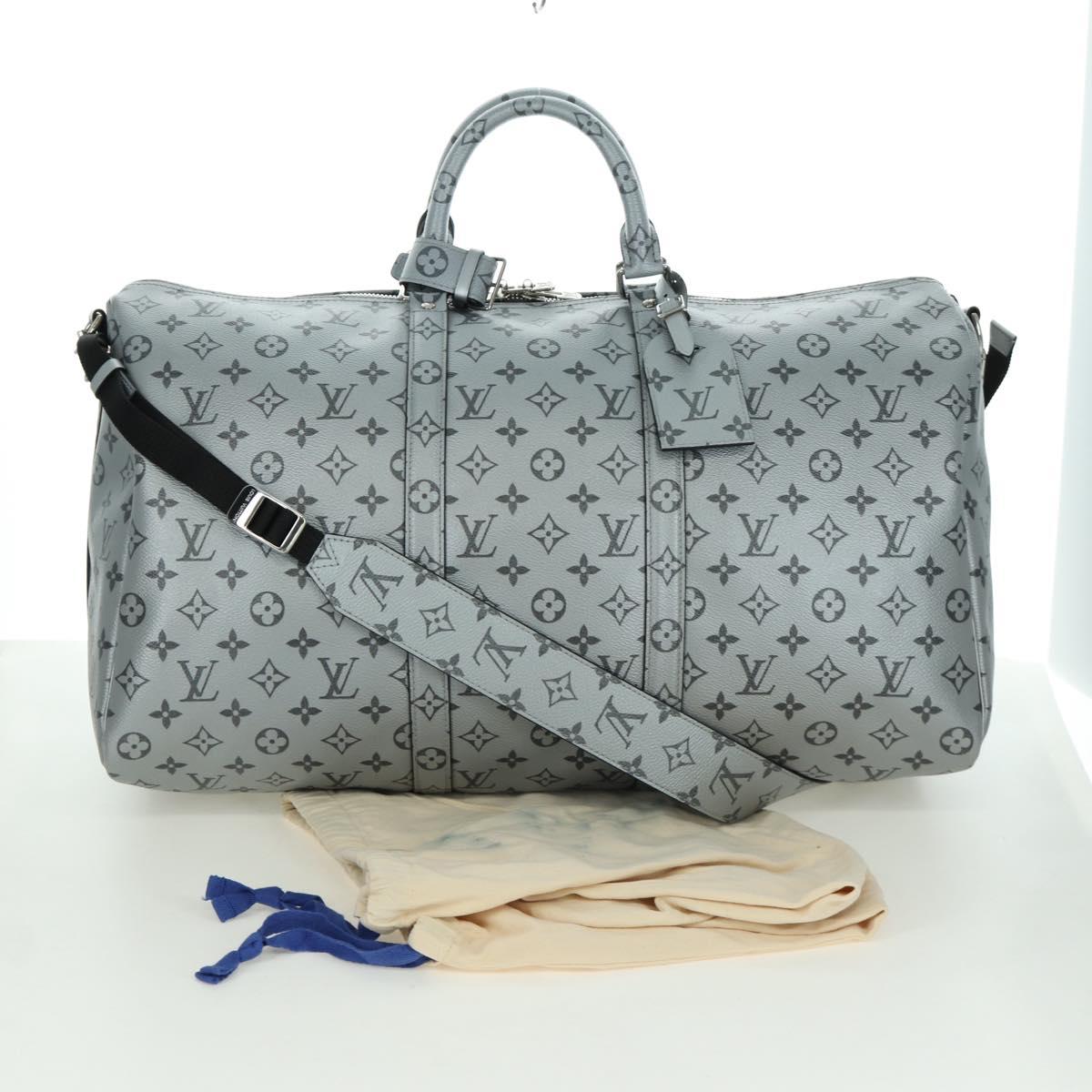 LOUIS VUITTON Monogram Keepall Bandouliere 50 Bag Silver M43848 Auth 171441SAM