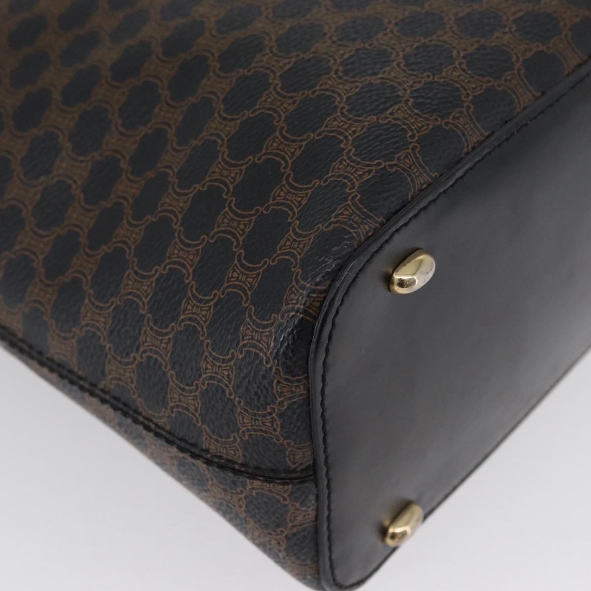 CELINE Macadam Canvas Shoulder Bag PVC Leather Black Gold Auth 171442V