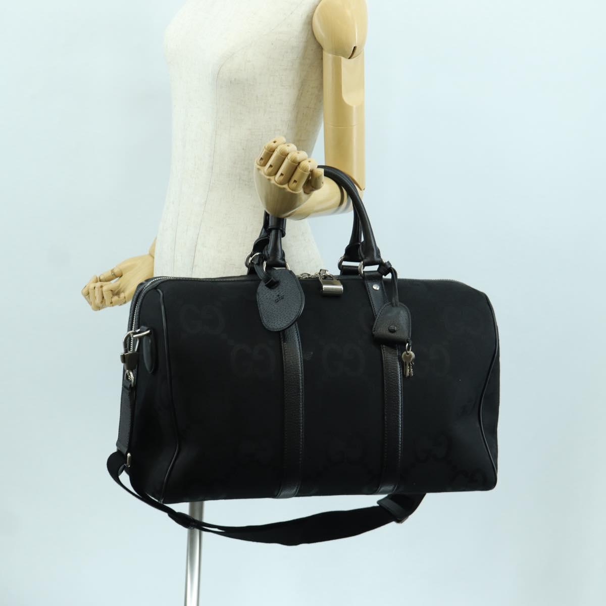 GUCCI GG Canvas Boston Bag 2way Black Silver 739581 Auth 171443SAM