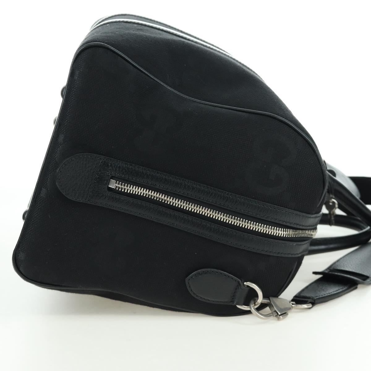 GUCCI GG Canvas Boston Bag 2way Black Silver 739581 Auth 171443SAM
