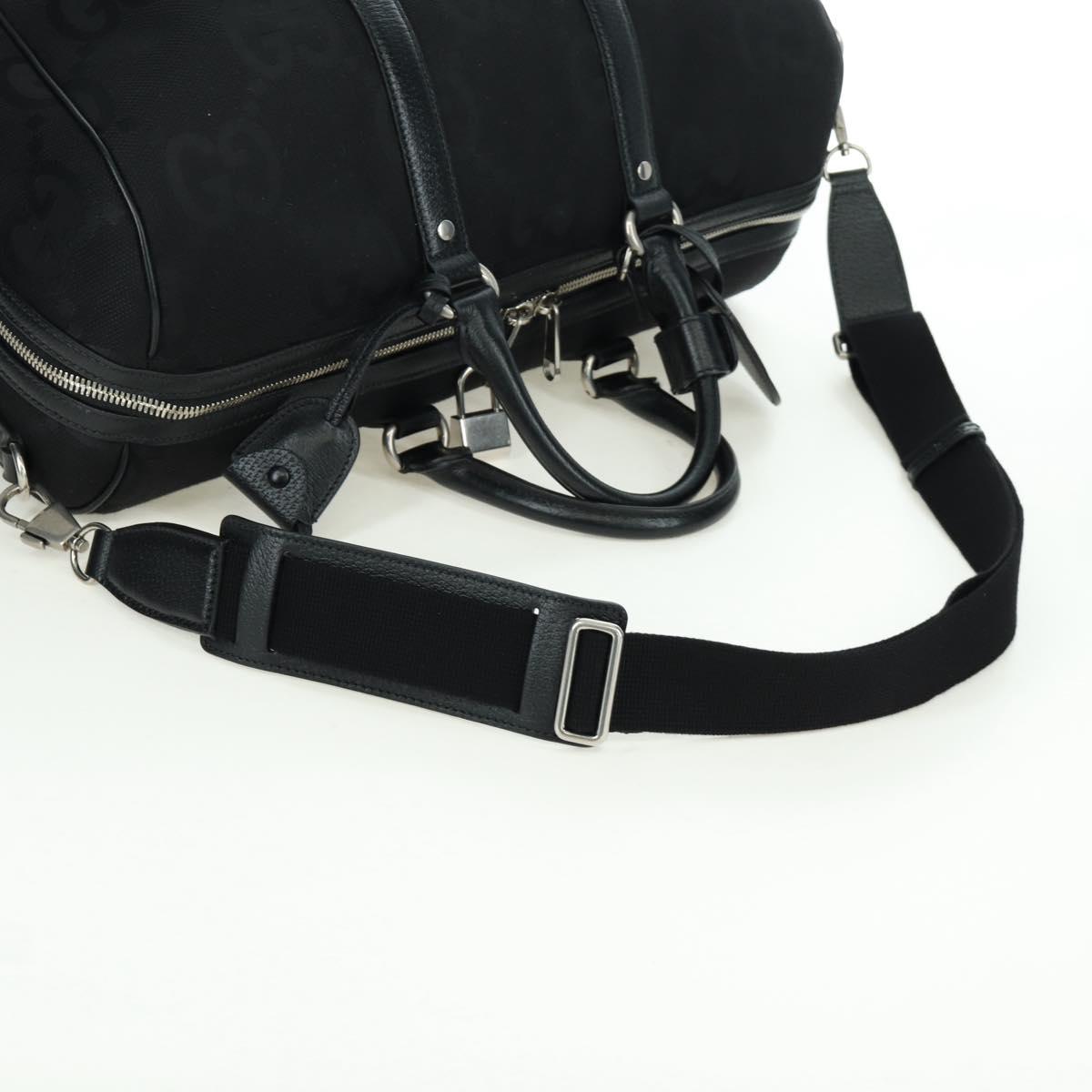 GUCCI GG Canvas Boston Bag 2way Black Silver 739581 Auth 171443SAM