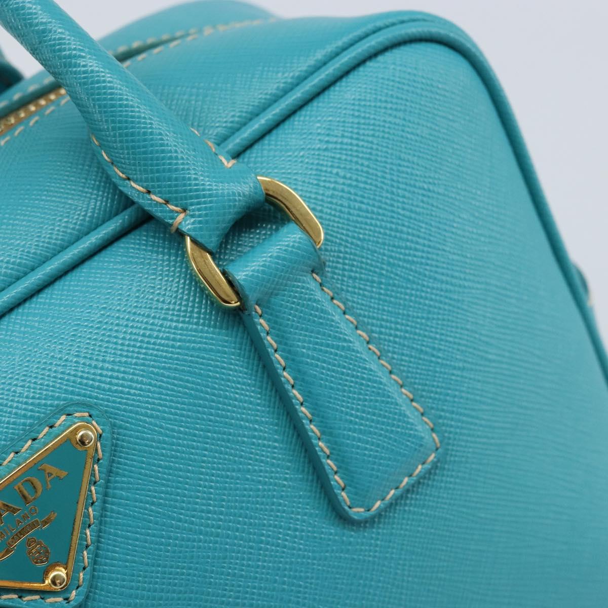 PRADA Hand Bag Safiano leather Gold Emerald Green Auth 171445V