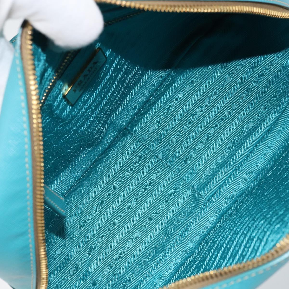 PRADA Hand Bag Safiano leather Gold Emerald Green Auth 171445V