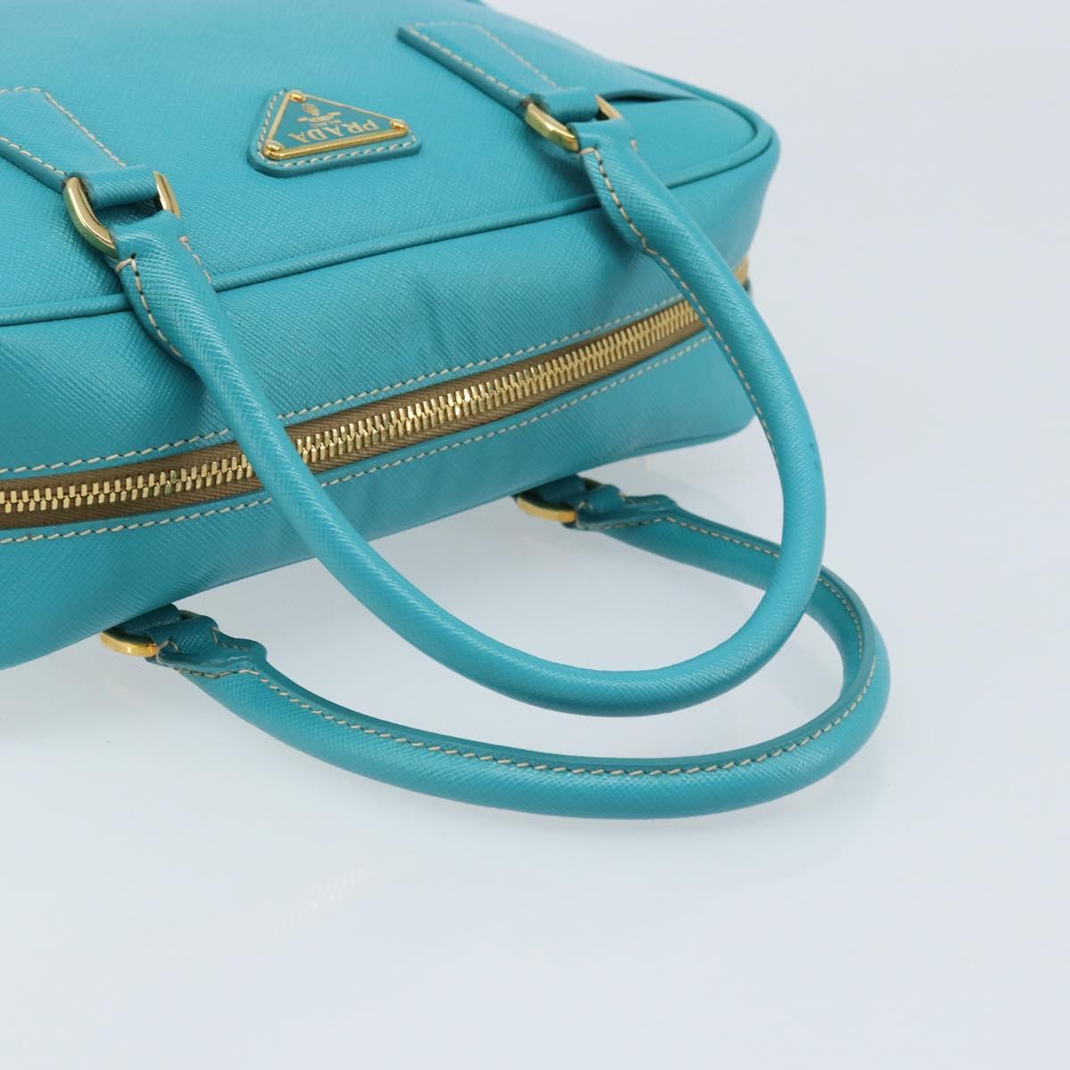 PRADA Hand Bag Safiano leather Gold Emerald Green Auth 171445V