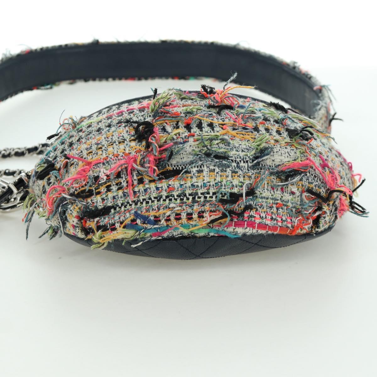 CHANEL Matelasse Chain Bag Tweed 2way Multicolor Silver CC Auth 171446SAM