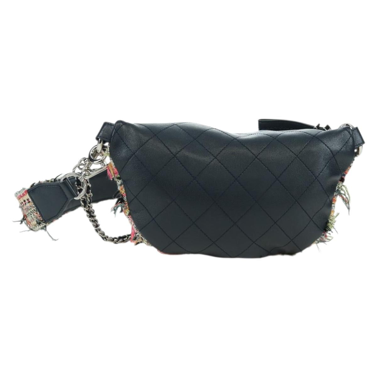 CHANEL Matelasse Chain Bag Tweed 2way Multicolor Silver CC Auth 171446SAM