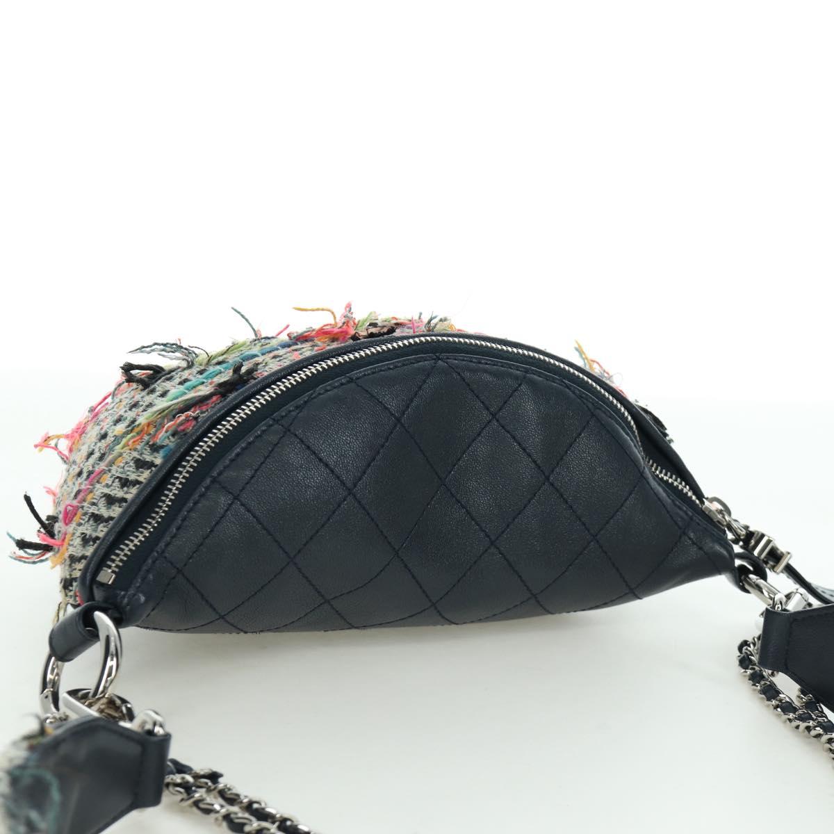 CHANEL Matelasse Chain Bag Tweed 2way Multicolor Silver CC Auth 171446SAM