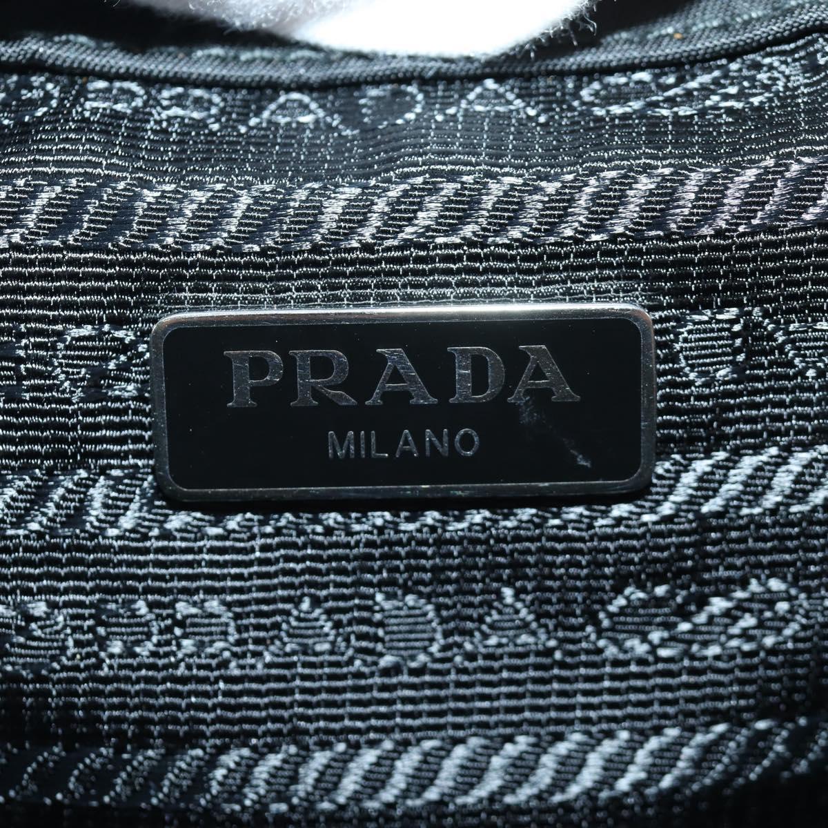 PRADA Chain Shoulder Bag Nylon Black Silver Auth 171449M