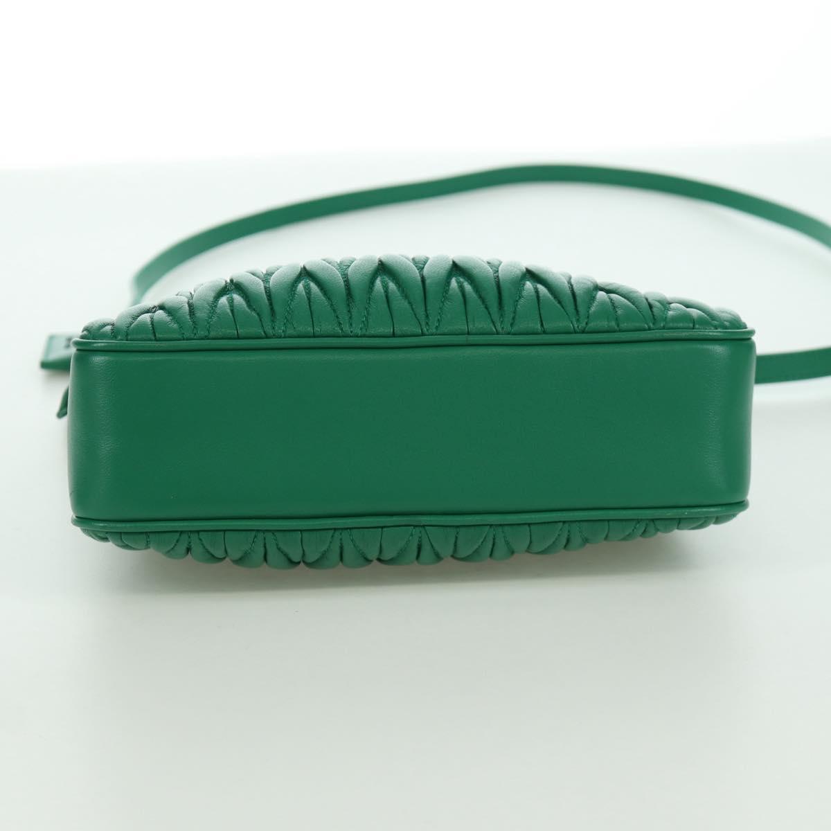 Miu Miu Matelasse Chain Shoulder Bag Leather 2way Green Gold Auth 171450SAM