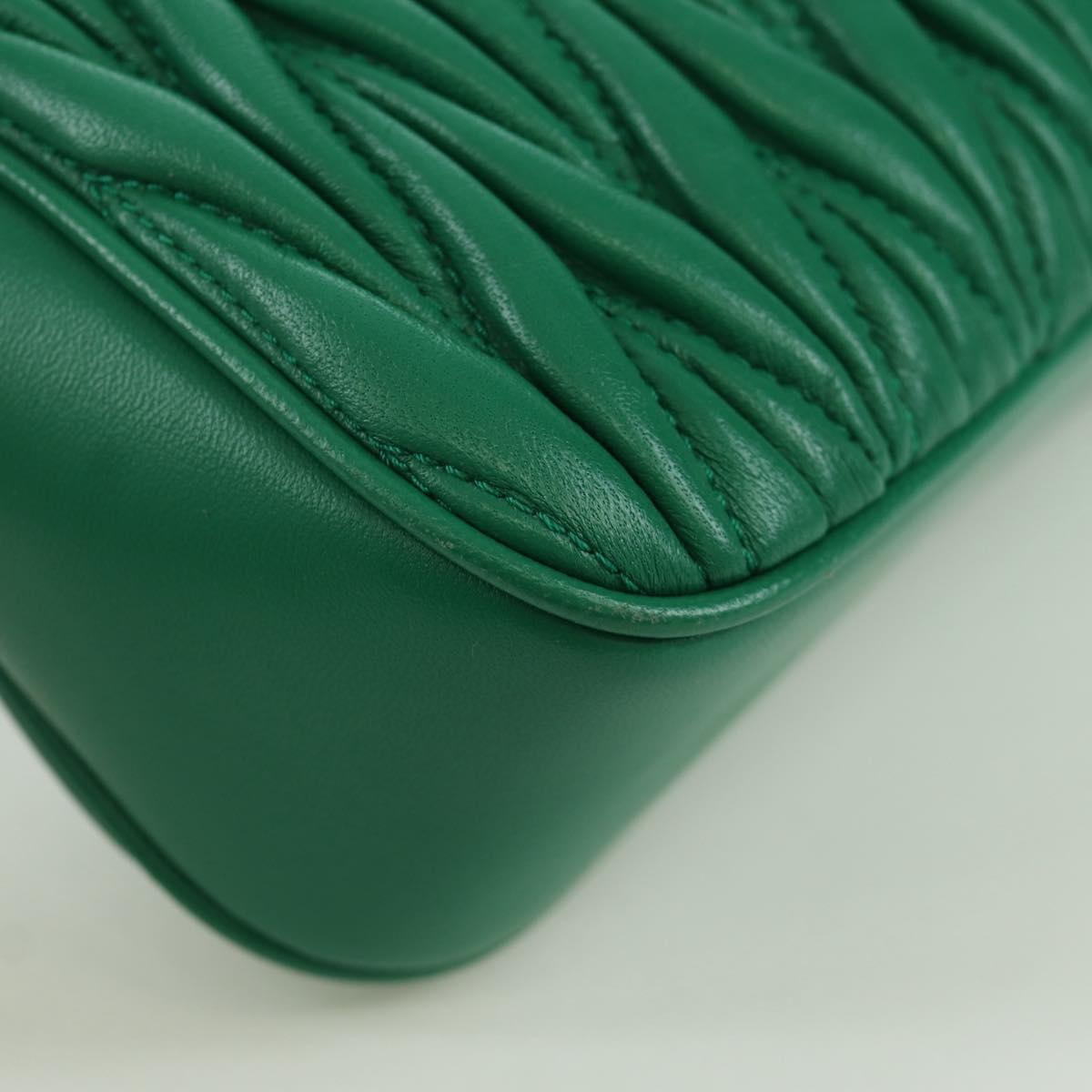 Miu Miu Matelasse Chain Shoulder Bag Leather 2way Green Gold Auth 171450SAM