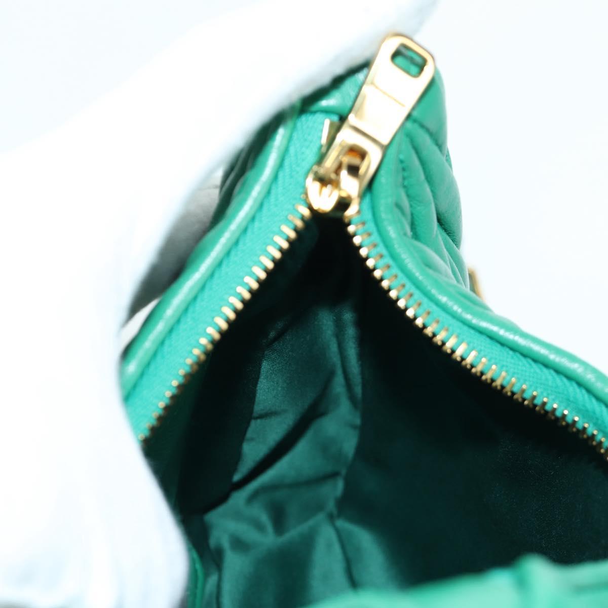 Miu Miu Matelasse Chain Shoulder Bag Leather 2way Green Gold Auth 171450SAM