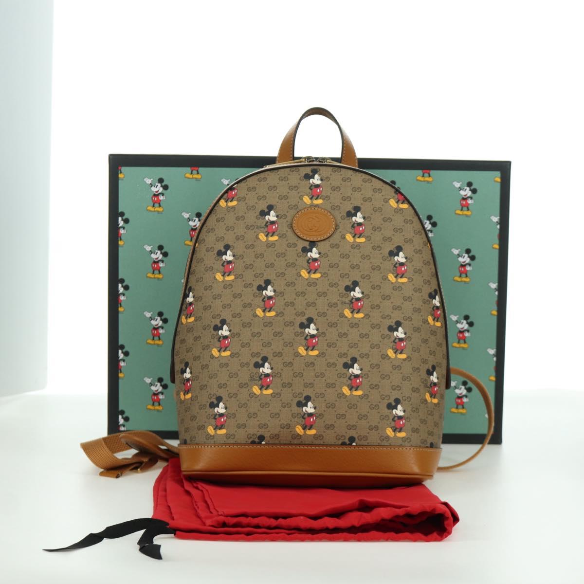GUCCI Micro GG Supreme Disney Backpack PVC Beige Gold 552884 Auth 171451SAM